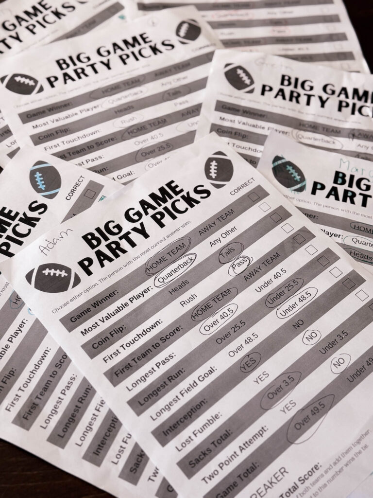 games to play while watching football (free printables) - the